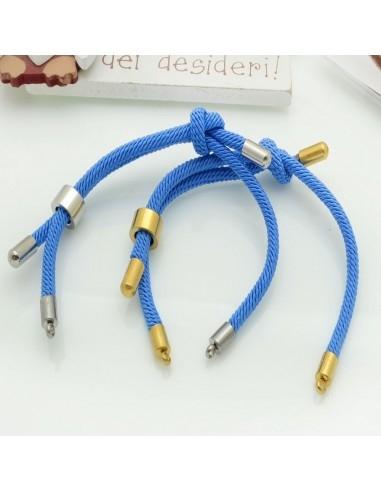 Base bracciale in corda regolabile con terminali in acciaio 3mm 1pz