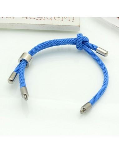 Base bracciale in corda regolabile con terminali in acciaio 3mm 1pz