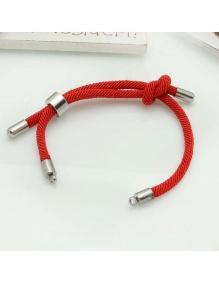 Base bracciale in corda regolabile con terminali in acciaio 3mm 1pz