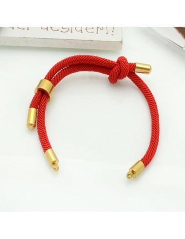Base bracciale in corda regolabile con terminali in acciaio 3mm 1pz