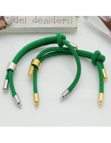 Base bracciale in corda regolabile con terminali in acciaio 3mm 1pz