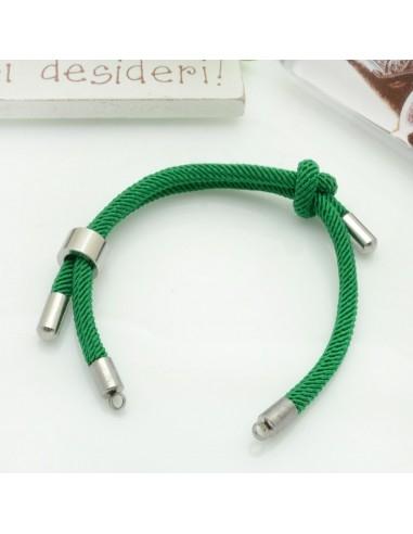 Base bracciale in corda regolabile con terminali in acciaio 3mm 1pz