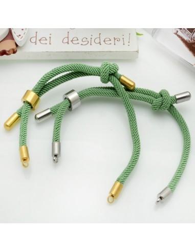 Base bracciale in corda regolabile con terminali in acciaio 3mm 1pz