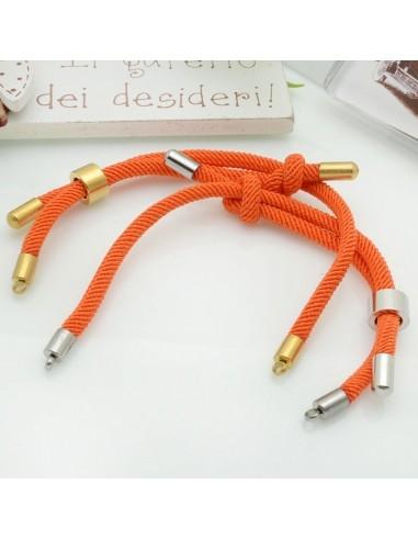 Base bracciale in corda regolabile con terminali in acciaio 3mm 1pz