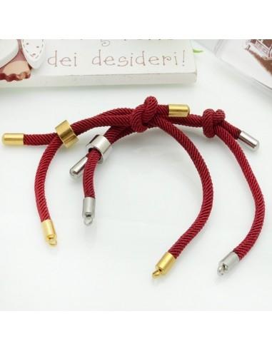 Base bracciale in corda regolabile con terminali in acciaio 3mm 1pz