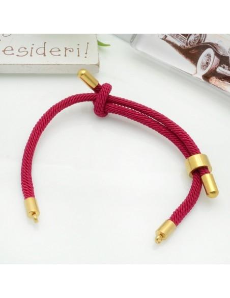 Base bracciale in corda regolabile con terminali in acciaio 3mm 1pz