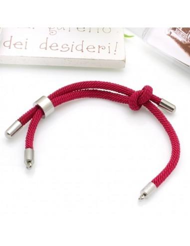 Base bracciale in corda regolabile con terminali in acciaio 3mm 1pz
