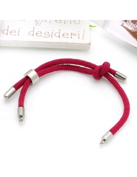 Base bracciale in corda regolabile con terminali in acciaio 3mm 1pz