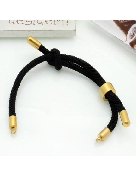 Base bracciale in corda regolabile con terminali in acciaio 3mm 1pz