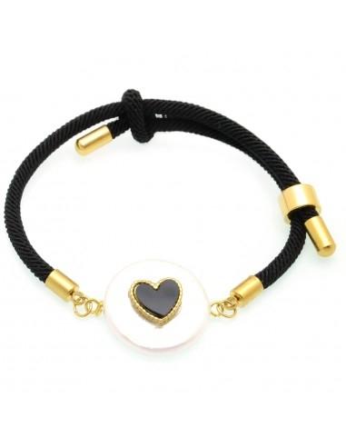 Base bracciale in corda regolabile con terminali in acciaio 3mm 1pz