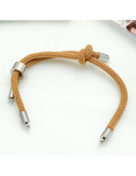 Base bracciale in corda regolabile con terminali in acciaio 3mm 1pz