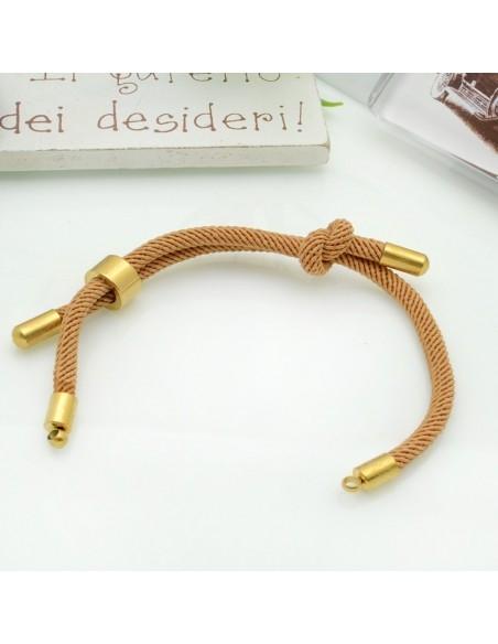 Base bracciale in corda regolabile con terminali in acciaio 3mm 1pz