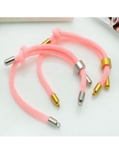 Base bracciale in corda regolabile con terminali in acciaio 3mm 1pz