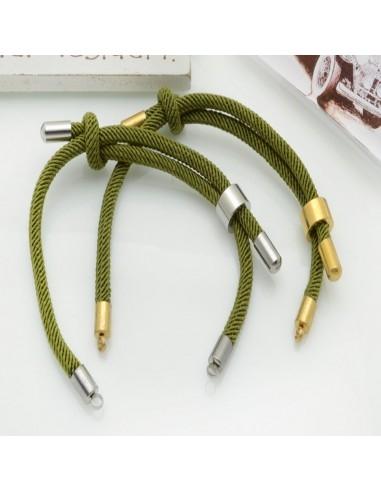 Base bracciale in corda regolabile con terminali in acciaio 3mm 1pz