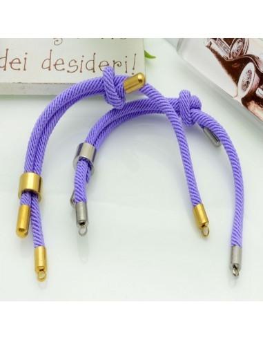 Base bracciale in corda regolabile con terminali in acciaio 3mm 1pz