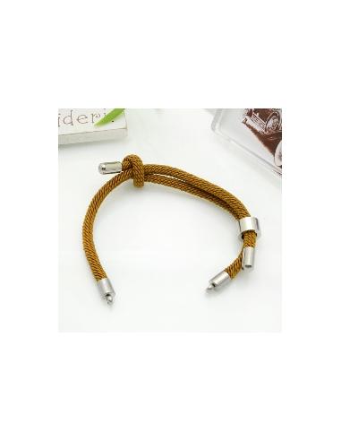 Base bracciale in corda regolabile con terminali in acciaio 3mm 1pz