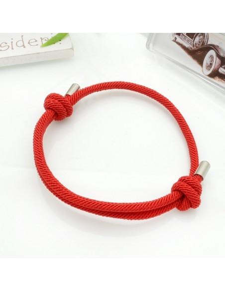 Base bracciale in corda regolabile vari colori con terminali in acciaio argento 3mm 1pz