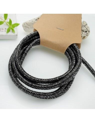 Filo metallico ricoperto in lurex nero/argento 4mm 1mt GDO