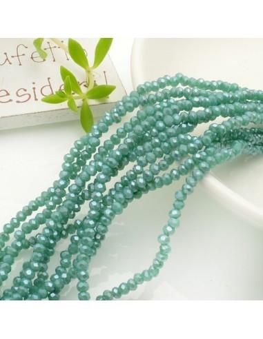 cristalli 1.5 x 2.5 mm sfaccettati cipollotti rondelle verde tiffany filo circa 180 pz