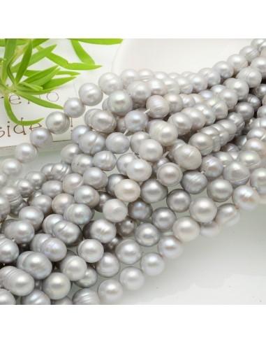 Perle Di Fiume tondo colore grigio chiaro 7x8mm 54pz