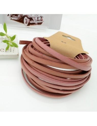 Cordino piatto in pelle colore rosa antico 4mm 3mt GDO