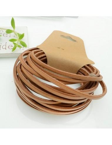 Cordino piatto in pelle colore beige 3mm 3mt GDO