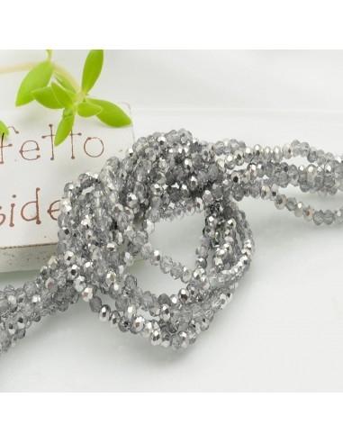 Filo di Cristalli Sfaccettati Cipollotti Rondelle Argento AB 1.5x2.5mm circa 180pz