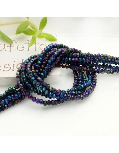 Filo di Cristalli Sfaccettati Cipollotti Rondelle Cangianti Scuri AB 1.5x2.5mm circa 180pz