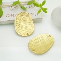 connettore ovale con foro sopra e sotto 21x28mm color oro 2pz