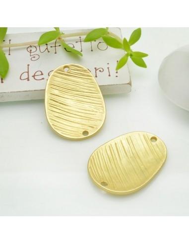 connettore ovale con foro sopra e sotto 21x28mm color oro 2pz