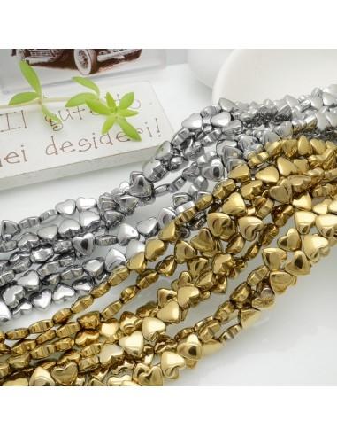 Filo di ematite a forma di cuore con foro laterale 6mm 66pz GDO