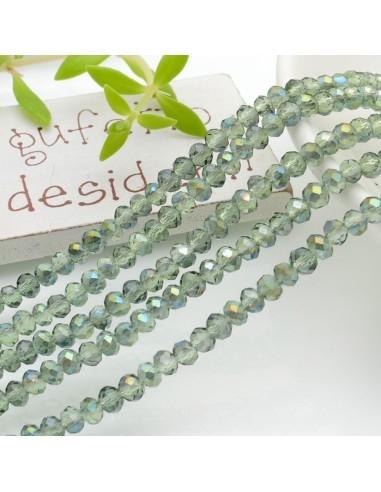 Filo Mezzi Cristalli verde trasparente AB Rondelle Sfaccettate 2.5x3.5mm 110pz GDO