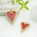 Ciondolo cuore smaltato rosso in ottone con zirconi strass 14x20/16x24mm 1pz Gioie d'Oriente