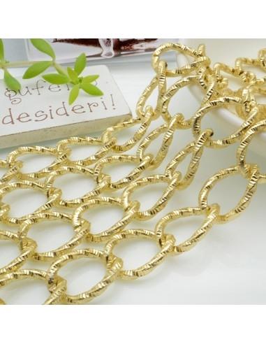 Catena groumette diamantata in alluminio colore oro 14x19mm 1mt | GDO