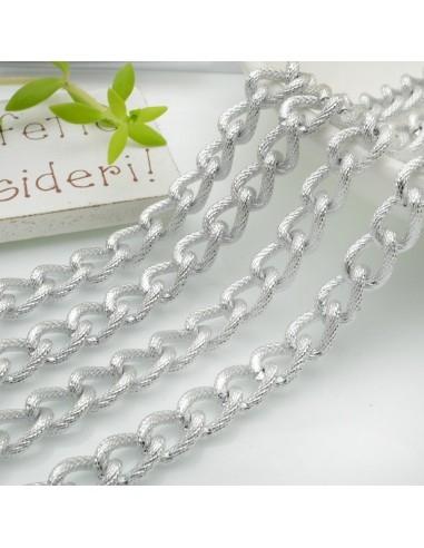 Catena groumette diamantata in alluminio colore argento 7x10mm 1mt GDO