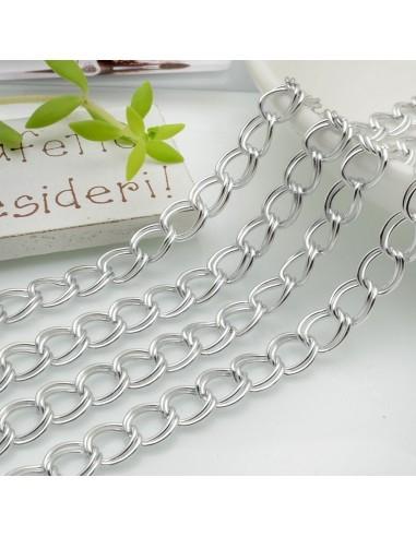 Catena groumette con doppio filo 6.5x7.5mm in alluminio colore argento 1mt GDO