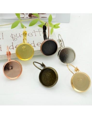 Monachelle alla fracese in ottone con castone per cabochon 12mm 1 paio