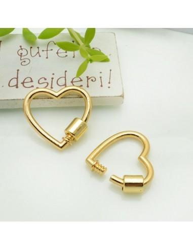 Chiusure a vite a forma di cuore in ottone colore oro chiaro 21x23mm 1pz | GDO