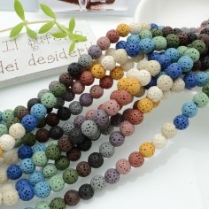 Filo pietra lavica multicolor rotonda grezza 6-10 mm Gioie d'Oriente 2