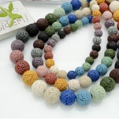 Filo pietra lavica multicolor rotonda grezza 6-10 mm Gioie d'Oriente