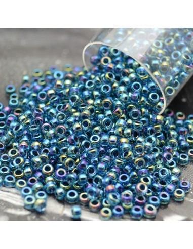Perline Rocaille Miyuki 11/0 Blue Lined Aqua AB confezione da 10g Misurano 2mm | GDO