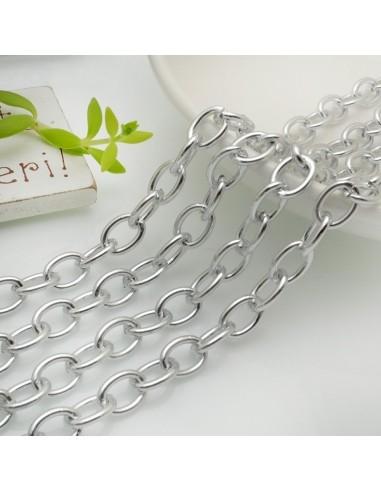 Catena a maglia ovale e filo liscio in alluminio colore argento 1mt|GDO