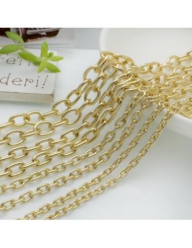 Catena a maglia ovale e filo liscio in alluminio colore oro 1mt|GDO