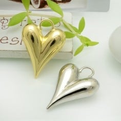 Ciondolo a forma di cuore bombato 28x20mm 1pz Gioie d'Oriente