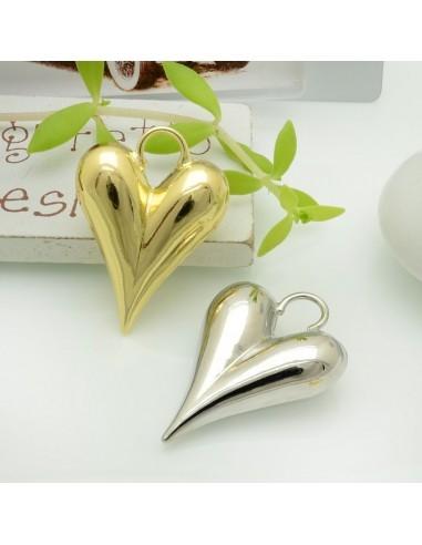 Ciondolo in ottone  a forma di cuore bombato 28x20mm 1 pz |GDO