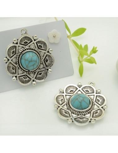 Ciondolo con cabochon in pasta di turchese a 35x29mm 1 pz|GDO