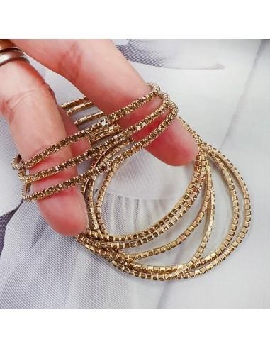 Bracciale Tennis sottile elasticizzato con strass beige 2 mm 1pz colore oro chiaro GDO