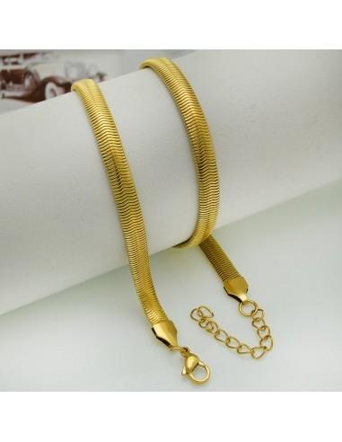 Collana Snake morbida in acciaio placcato oro spessore 5mm 40cm con prolunga 5cm  | GDO