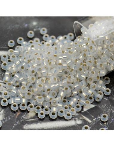 Perline Rocaille Miyuki 11/0 Gilt Lined White Opal confezione da 10g Misurano 2mm | GDO
