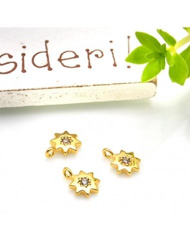 Ciondolo punto luce a forma di stella con strass centrale 8x6mm 1pz|GDO